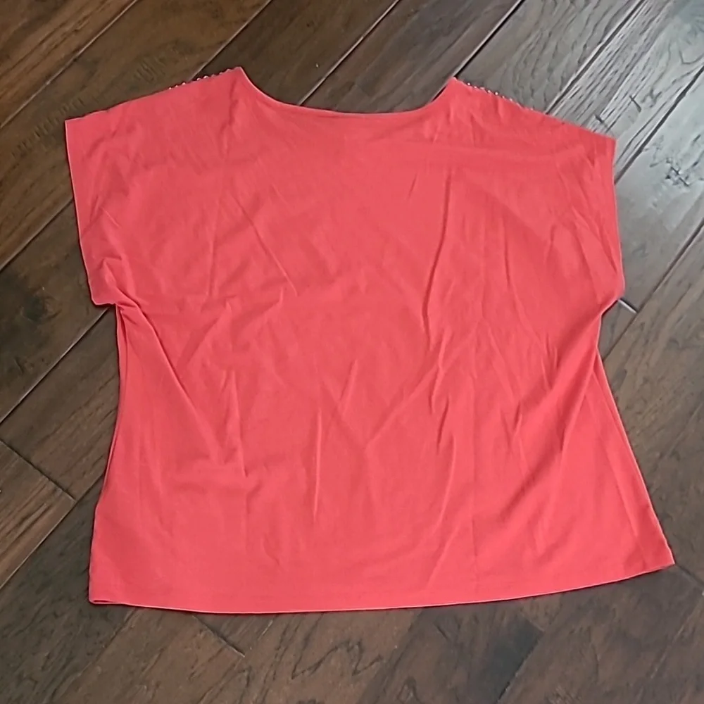 Ruby Rd. Coral Short Sleeve Top with Studded Detail - Picture 2 of 7